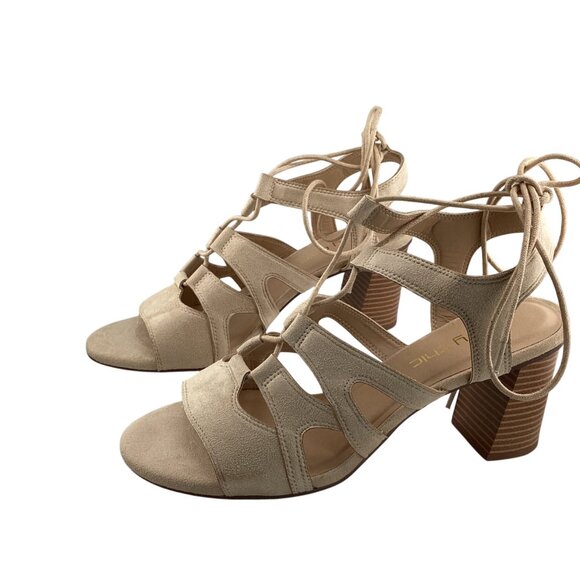 City Chic Womens Heel Strap Lacey Size 11-11.5 42 NWB Nude Beige Strappy Sandals - Picture 6 of 10
